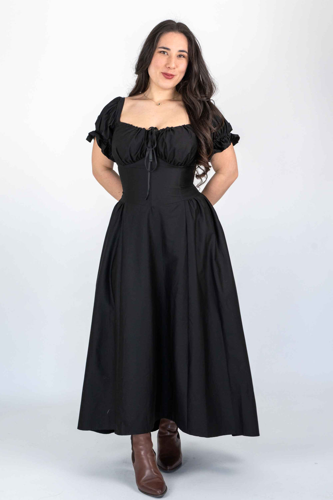 Delilah Black Corset Dress - Cotton Sateen