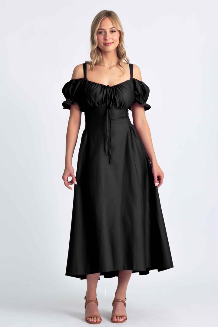 Delilah Black Corset Dress - Cotton Sateen