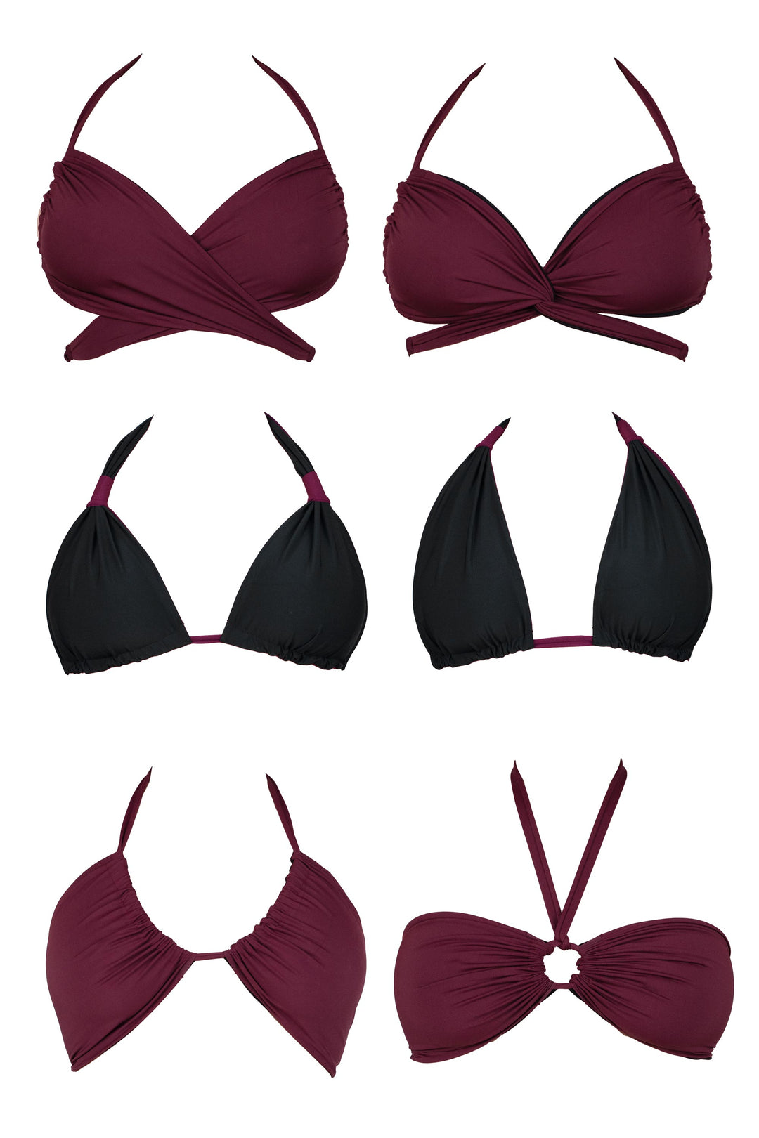 Eva Reversible Bikini Top - Plum / Black
