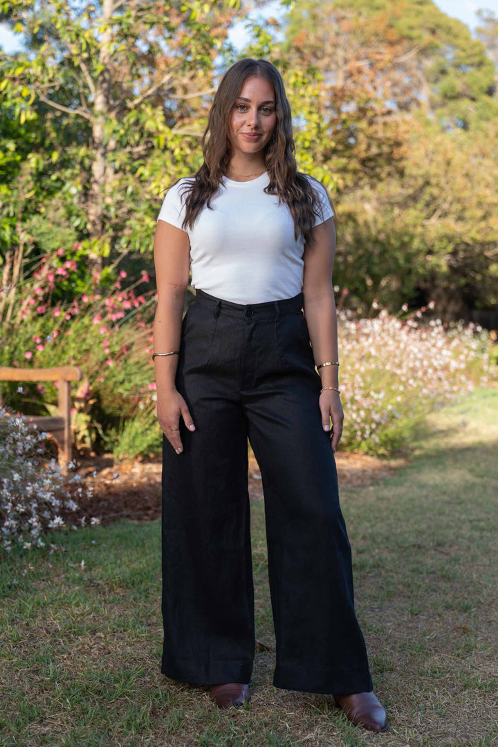 Frankie Black Pants - 100% Linen