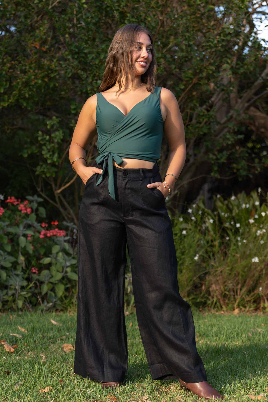 Frankie Black Pants - 100% Linen