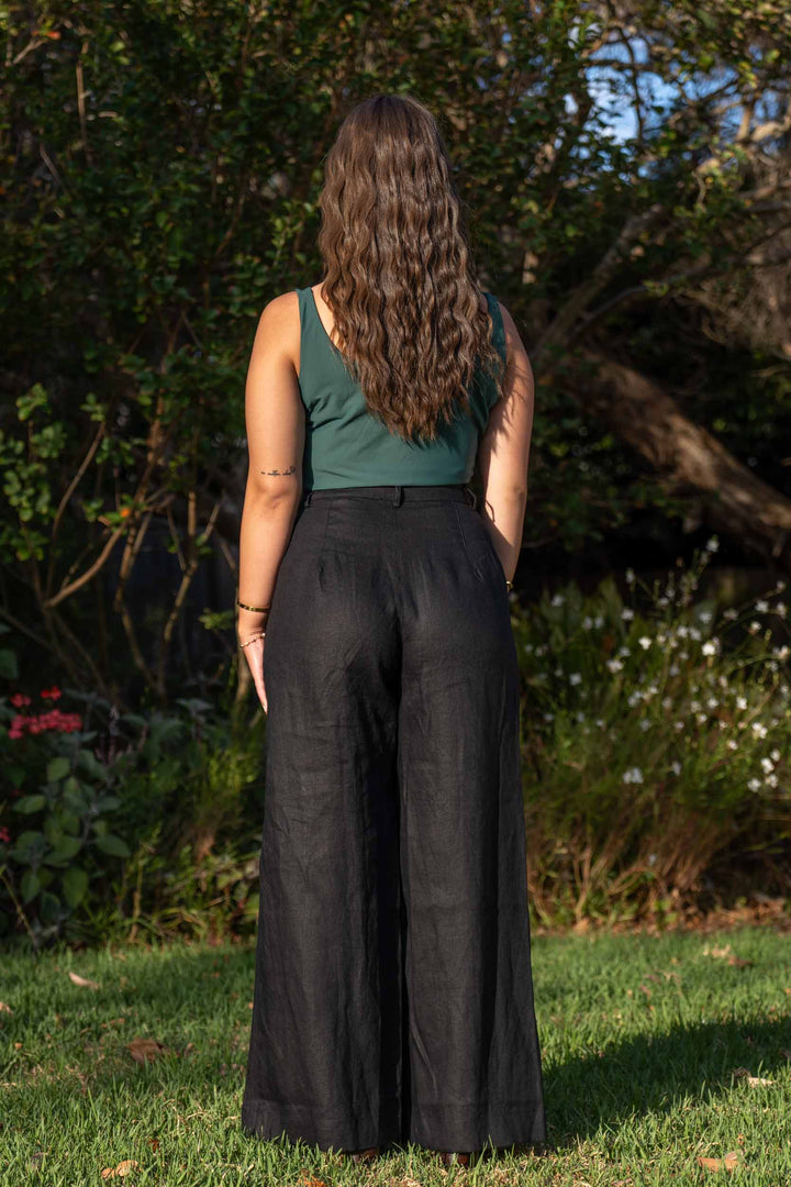 Frankie Black Pants - 100% Linen