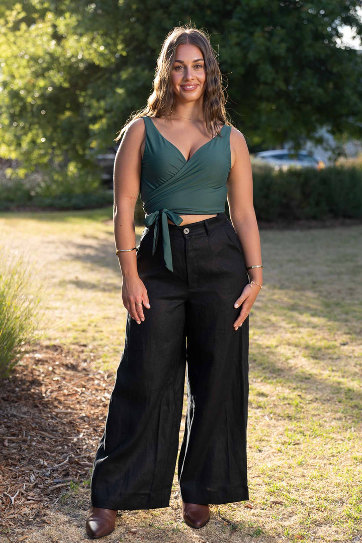 Frankie Black Pants - 100% Linen