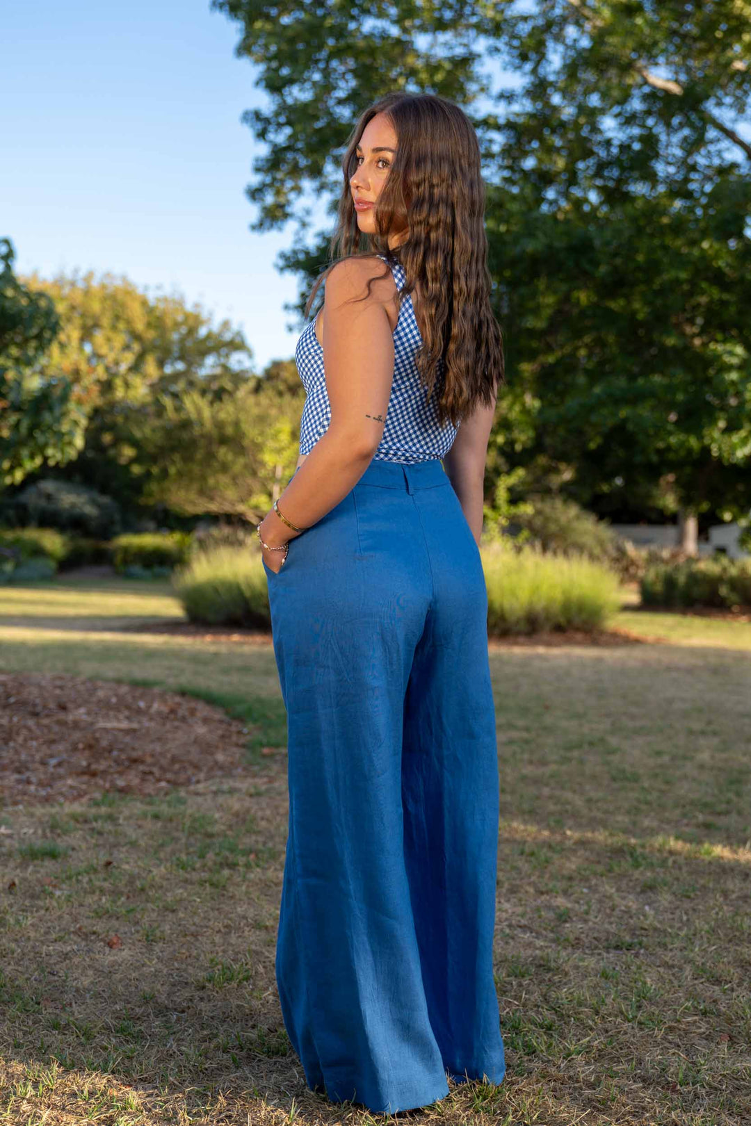 Frankie Cobalt Blue Pants - 100% Linen