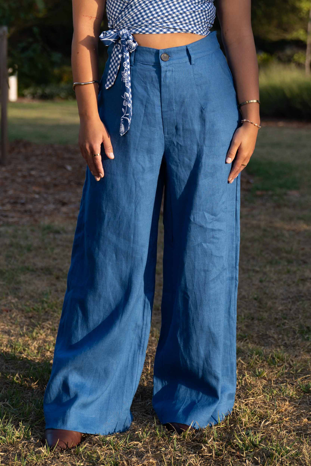 Frankie Cobalt Blue Pants - 100% Linen