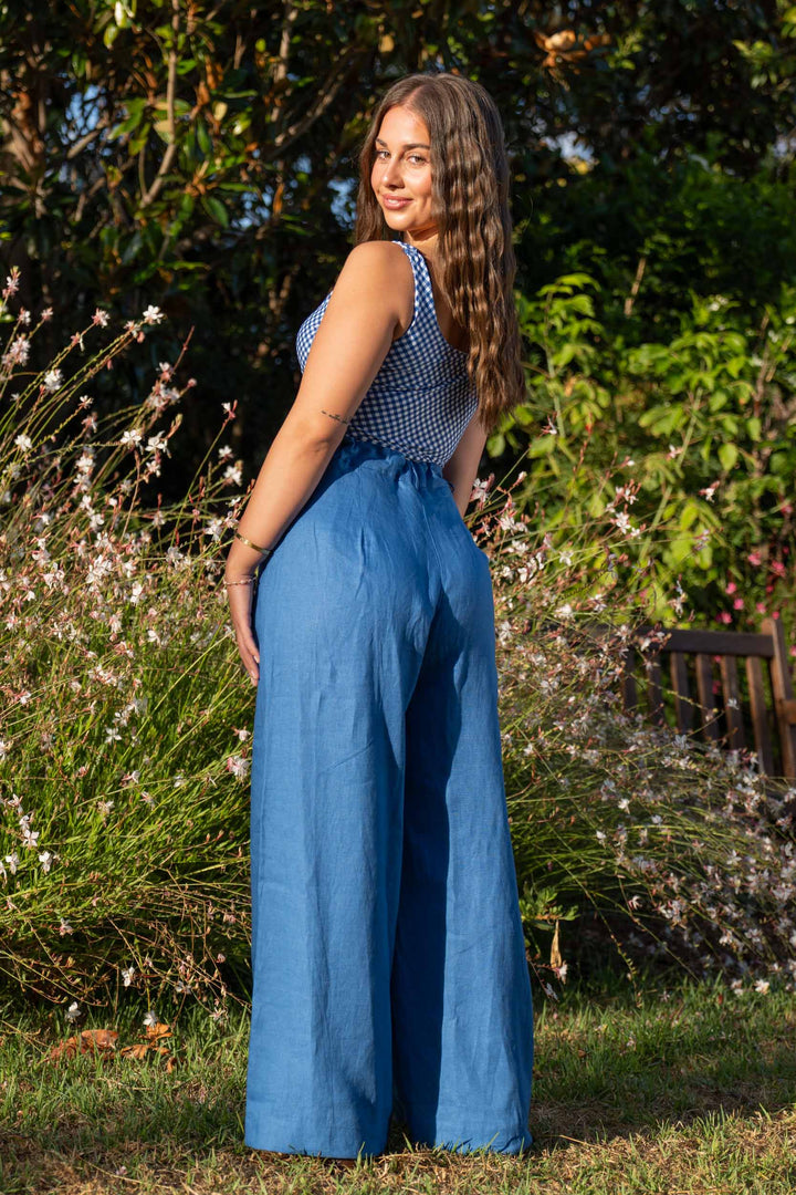 Frankie Cobalt Blue Pants - 100% Linen