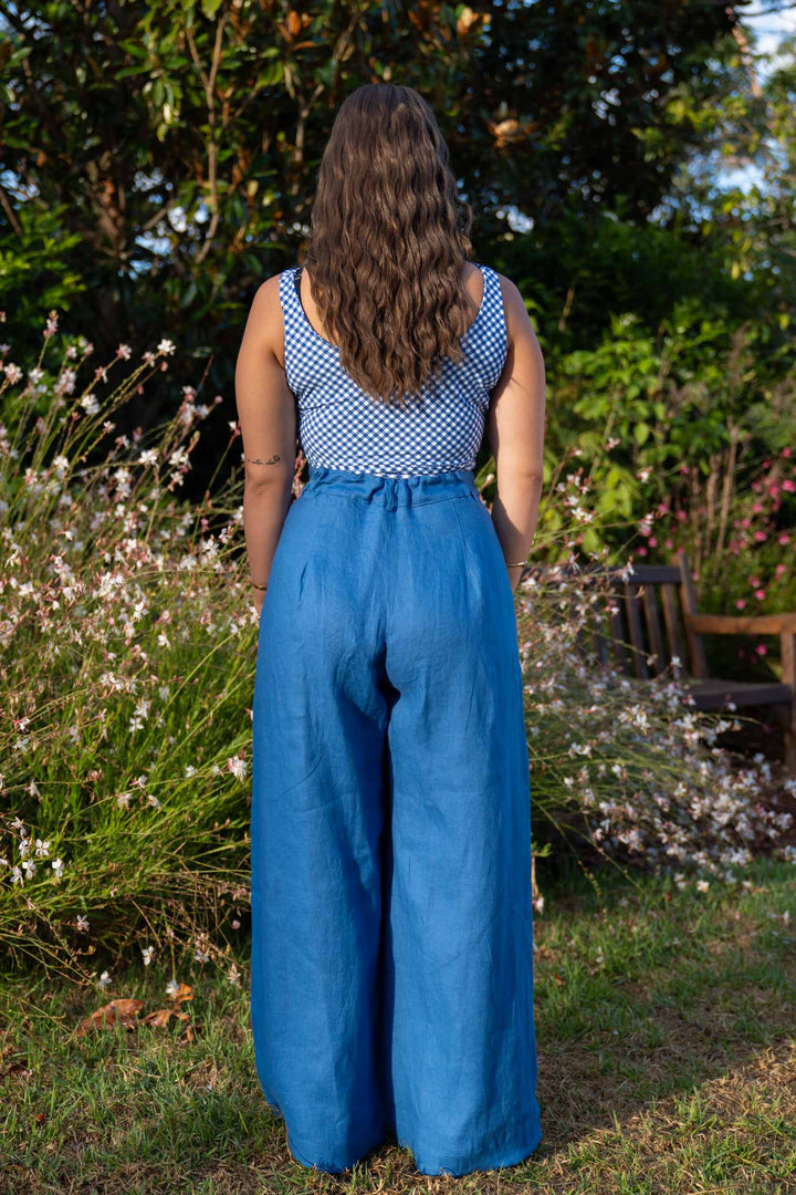 Frankie Cobalt Blue Pants - 100% Linen