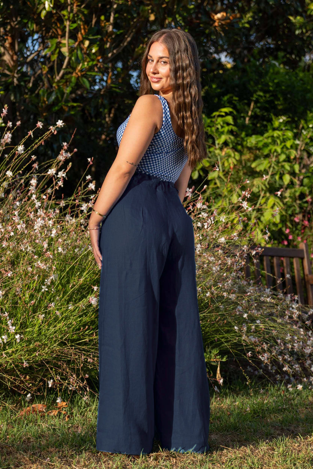 Frankie Navy Pants - 100% Linen
