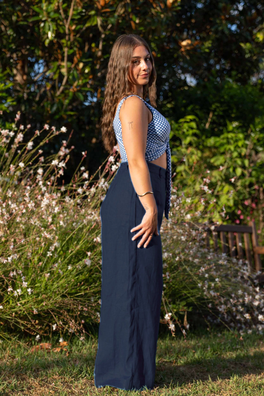 Frankie Navy Pants - 100% Linen