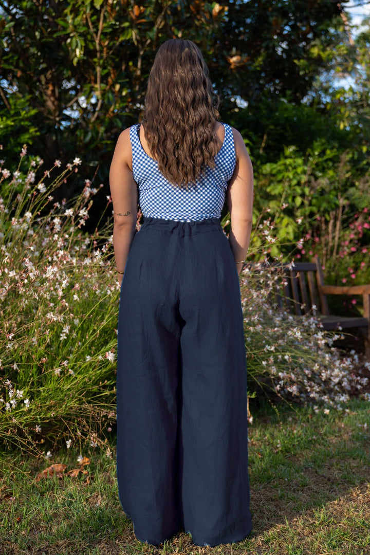 Frankie Navy Pants - 100% Linen