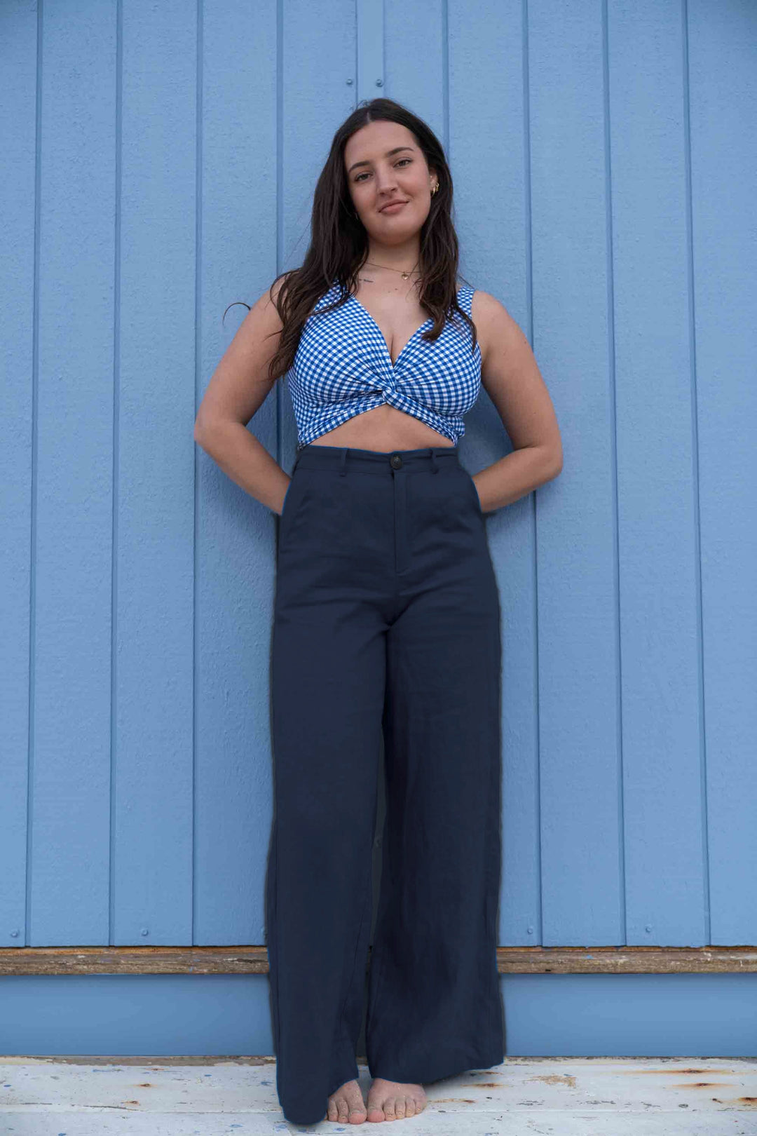 Frankie Navy Pants - 100% Linen