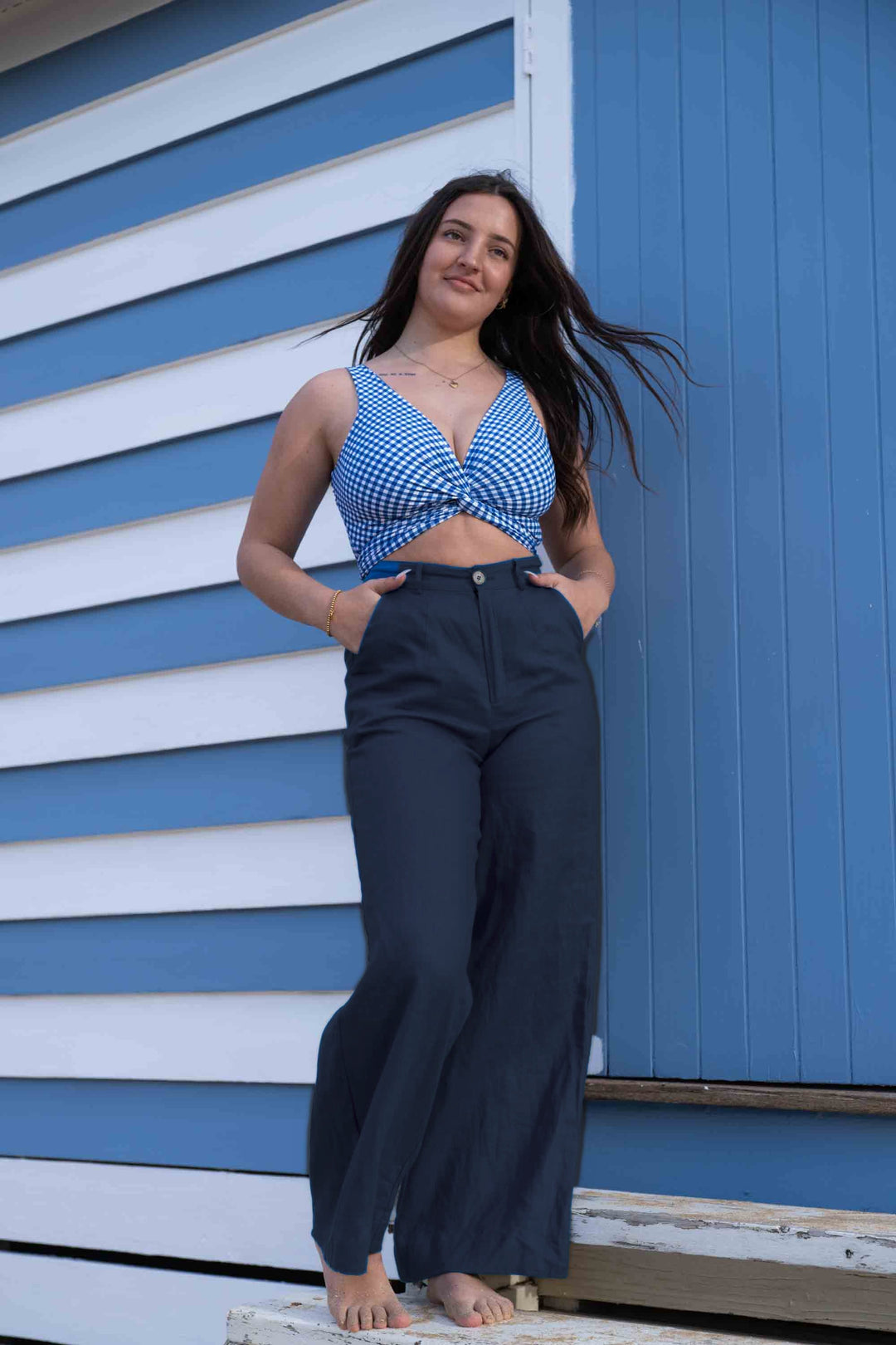 Frankie Navy Pants - 100% Linen
