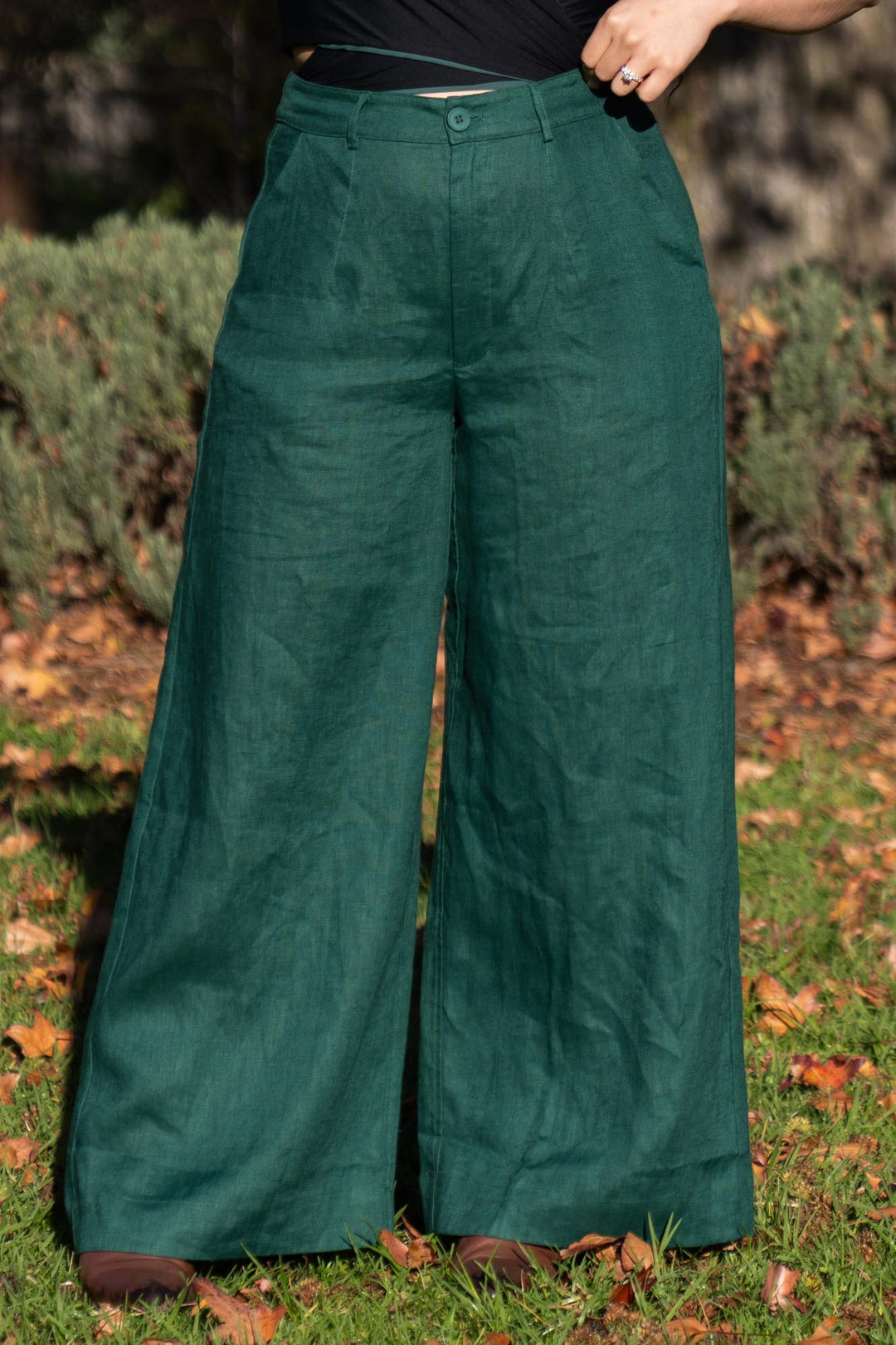 Frankie Hunter Green Pants - 100% Linen