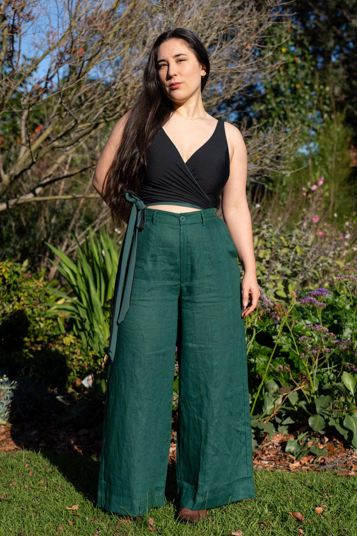 Frankie Hunter Green Pants - 100% Linen