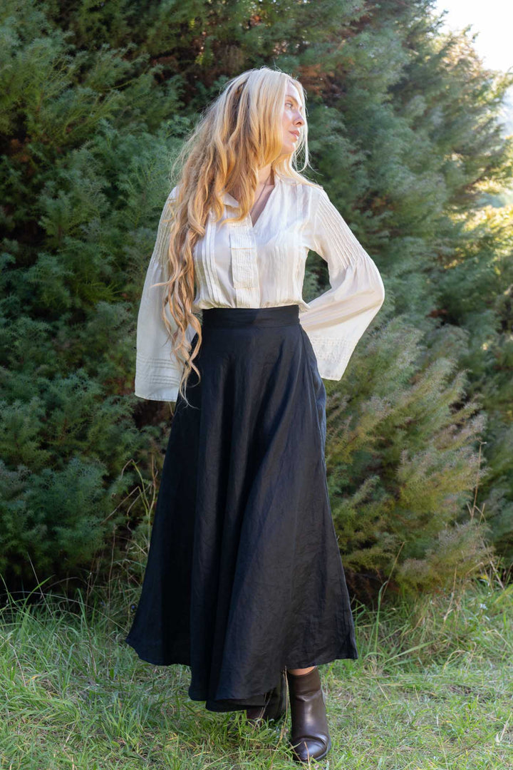Grace Black Skirt - 100% Linen