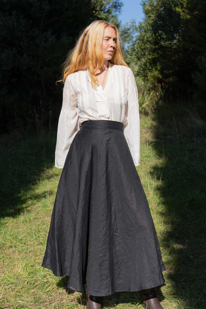 Grace Black Skirt - 100% Linen