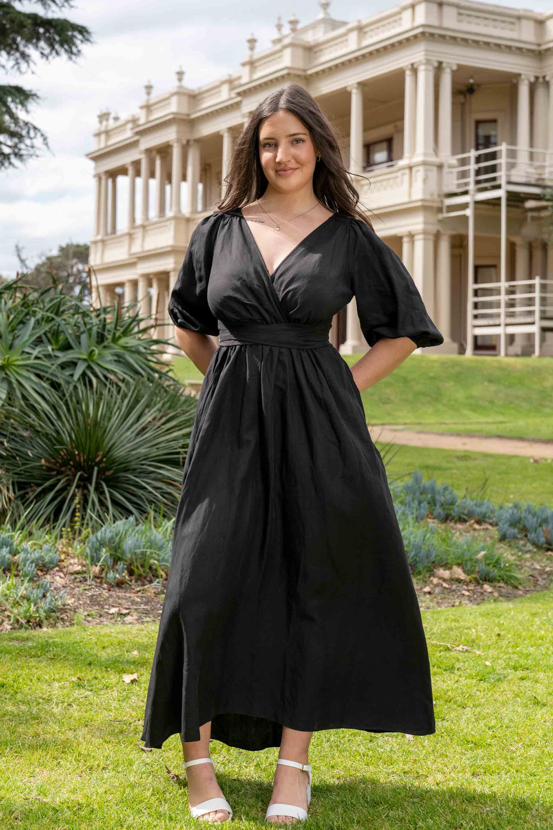 wrapped black dress Black Wrap Dress with pockets – Aulieude