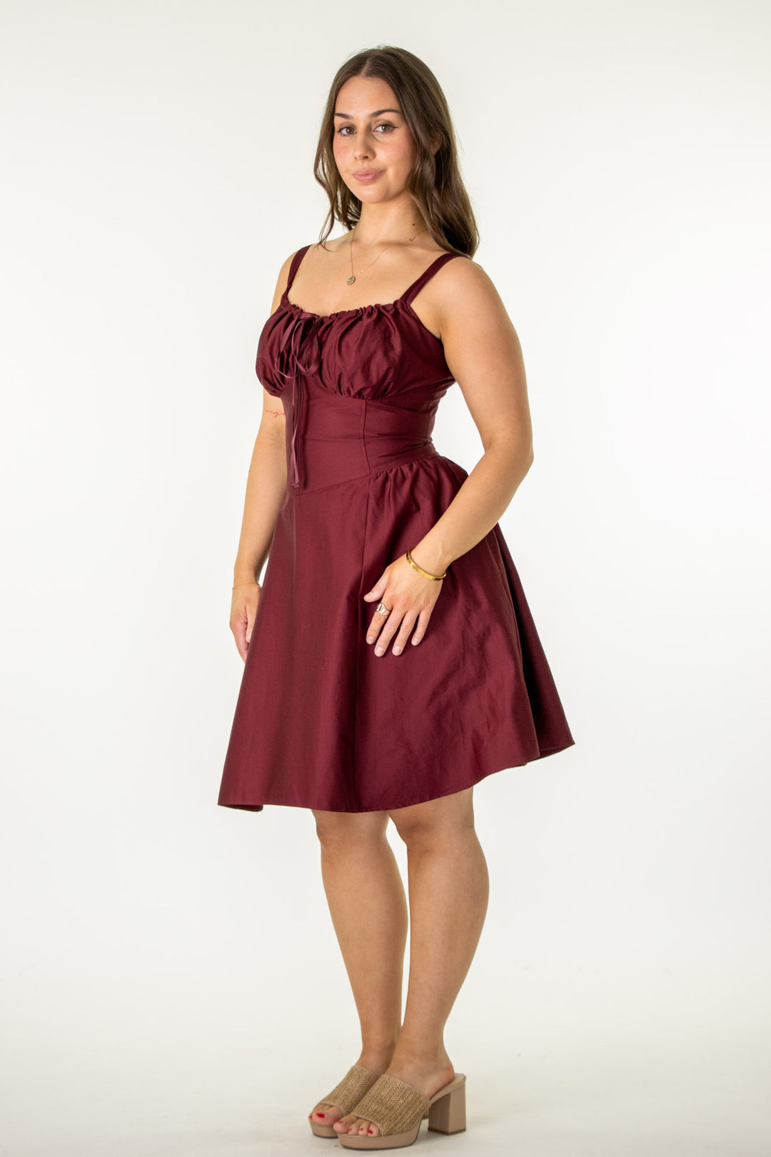 Layla Plum Corset Dress - Cotton Sateen