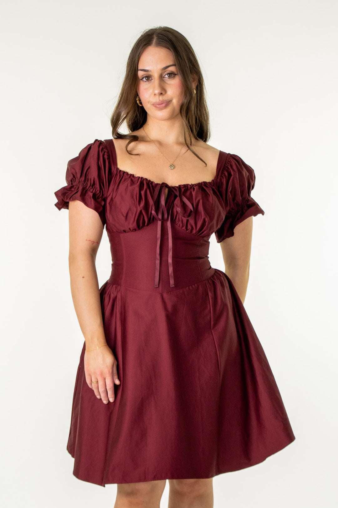 Layla Plum Corset Dress - Cotton Sateen