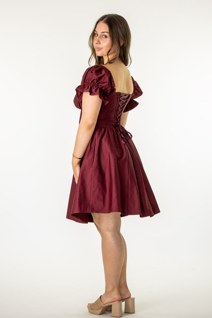 Layla Plum Corset Dress - Cotton Sateen
