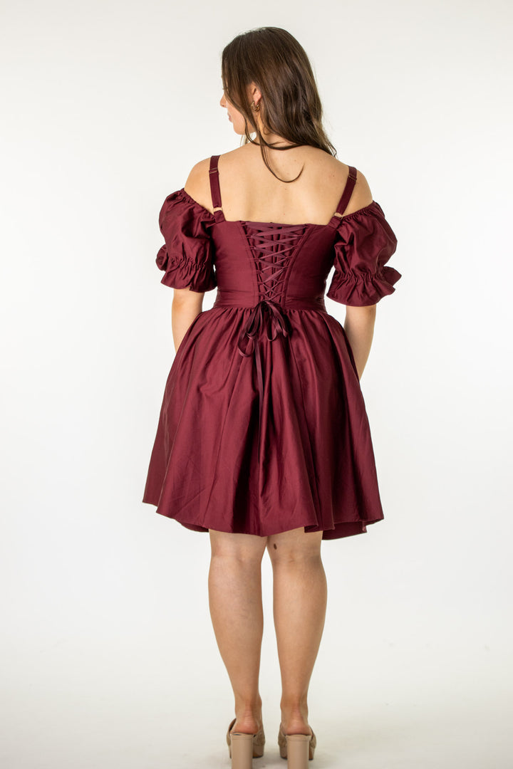 Layla Plum Corset Dress - Cotton Sateen