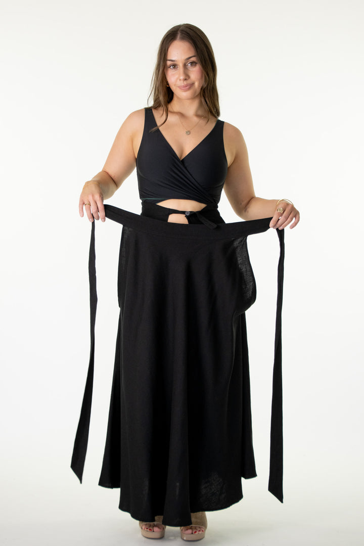 Grace Black Skirt - 100% Linen