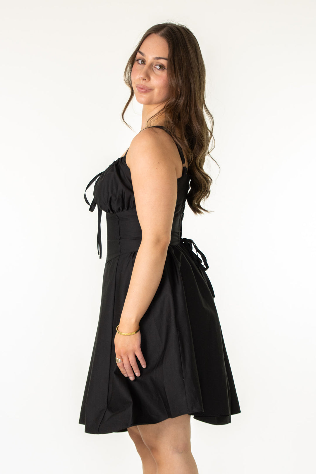 Layla Black Corset Dress - Cotton Sateen