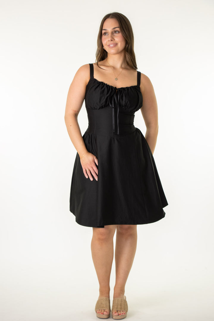 Layla Black Corset Dress - Cotton Sateen