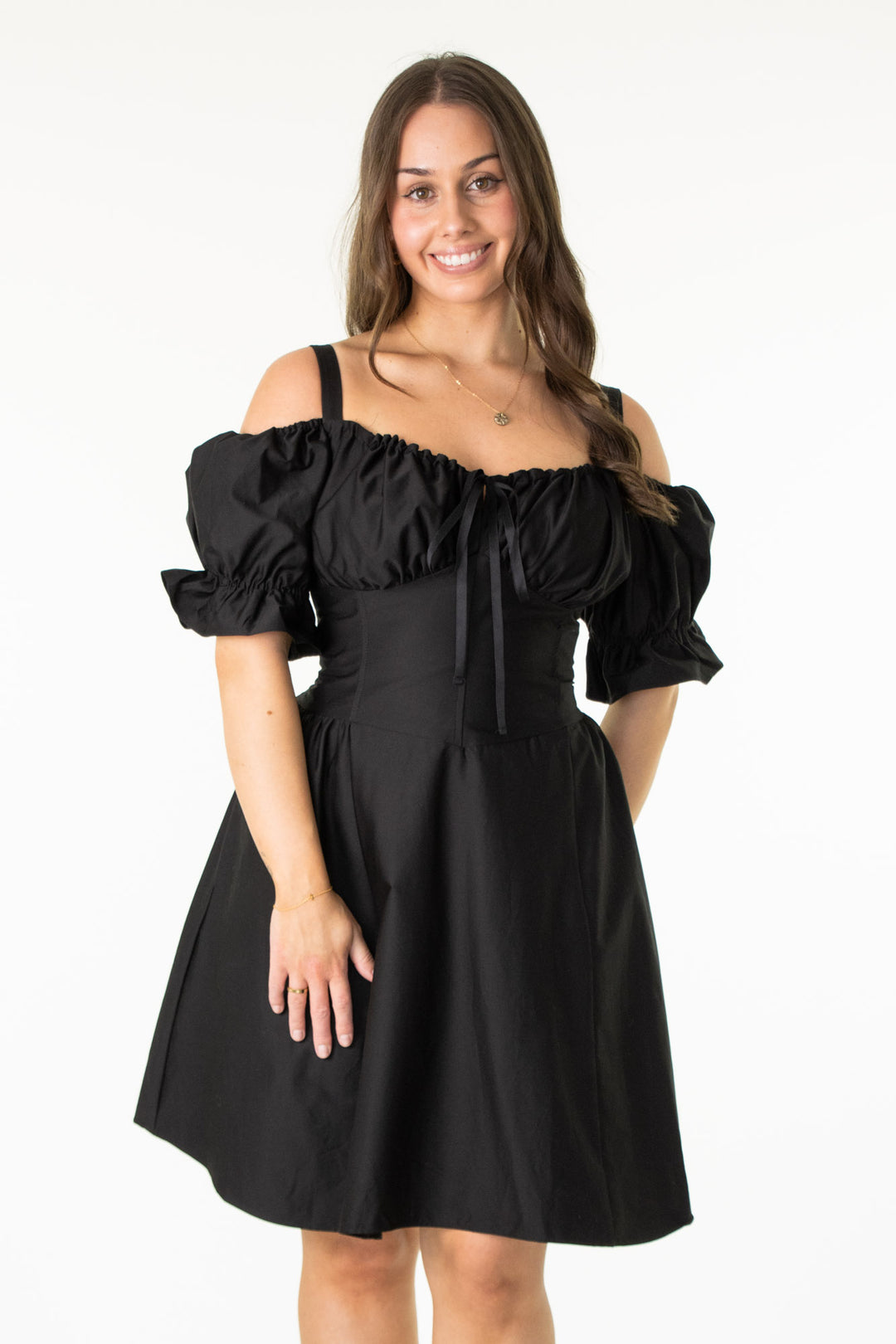 Layla Black Corset Dress - Cotton Sateen