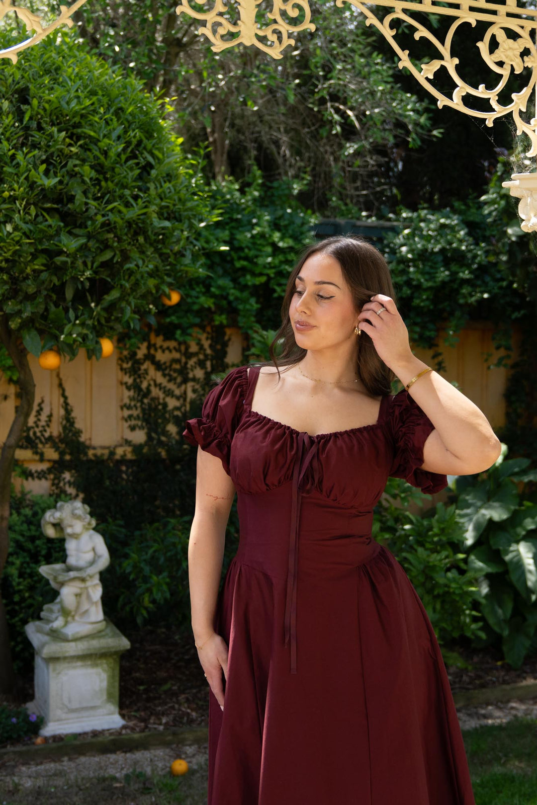 Delilah Plum Corset Dress - Cotton Sateen