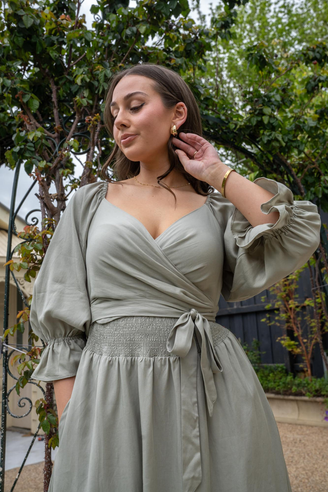 white christmas dresses Charlotte Sage Green Tencel Wrap Dress Cottagecore Aulieude white christmas dresses Charlotte Sage Green Tencel Wrap Dress Cottagecore Aulieude