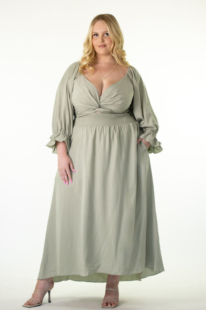 Charlotte Sage Green Wrap Dress