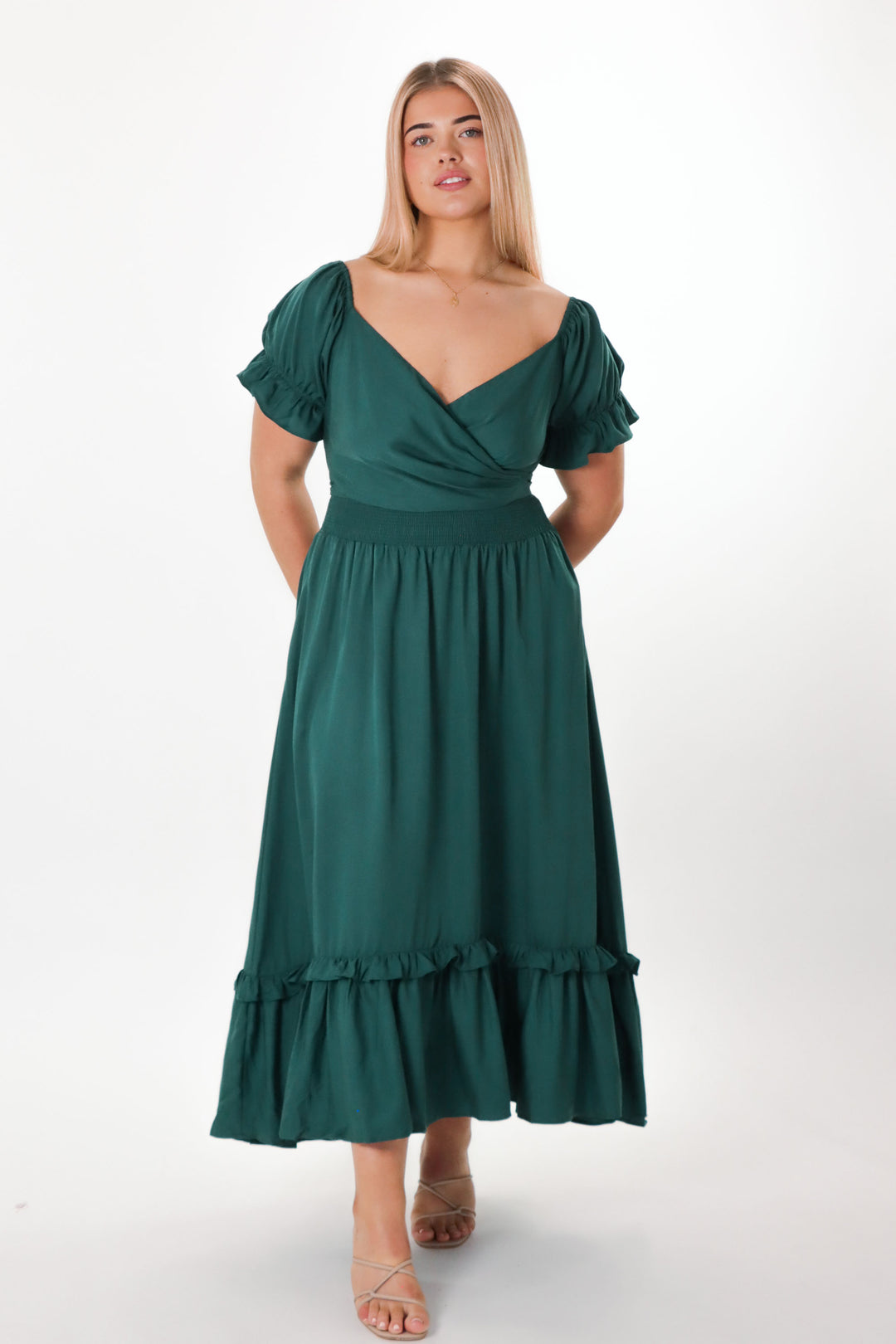 Marianne Emerald Green Wrap Dress - Tencel Aulieude Marianne Emerald Green Wrap Dress - Tencel Aulieude