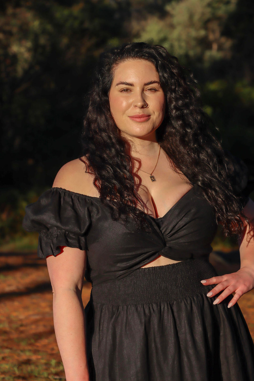 Marianne Black Wrap Dress - 100% Linen