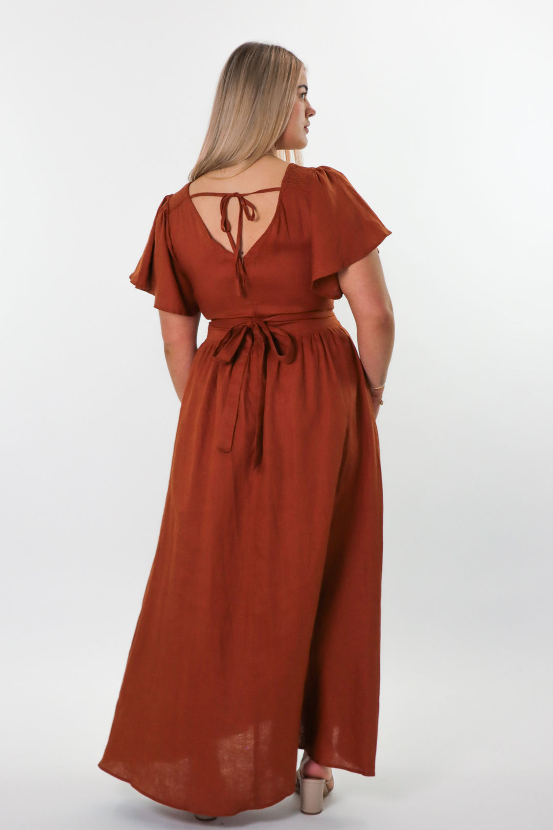 Phoebe Rust Dress - 100% Linen