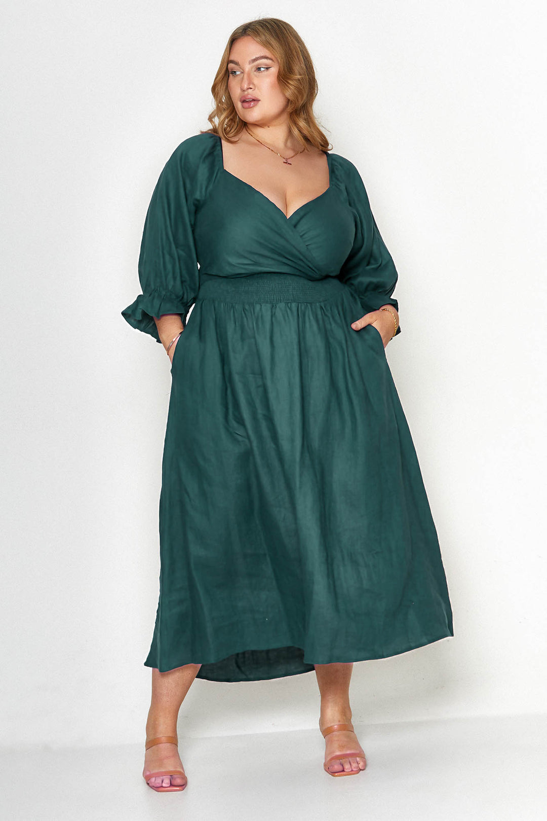 Charlotte Emerald Green Tencel Wrap Dress Cottagecore Aulieude Charlotte Emerald Green Tencel Wrap Dress Cottagecore Aulieude