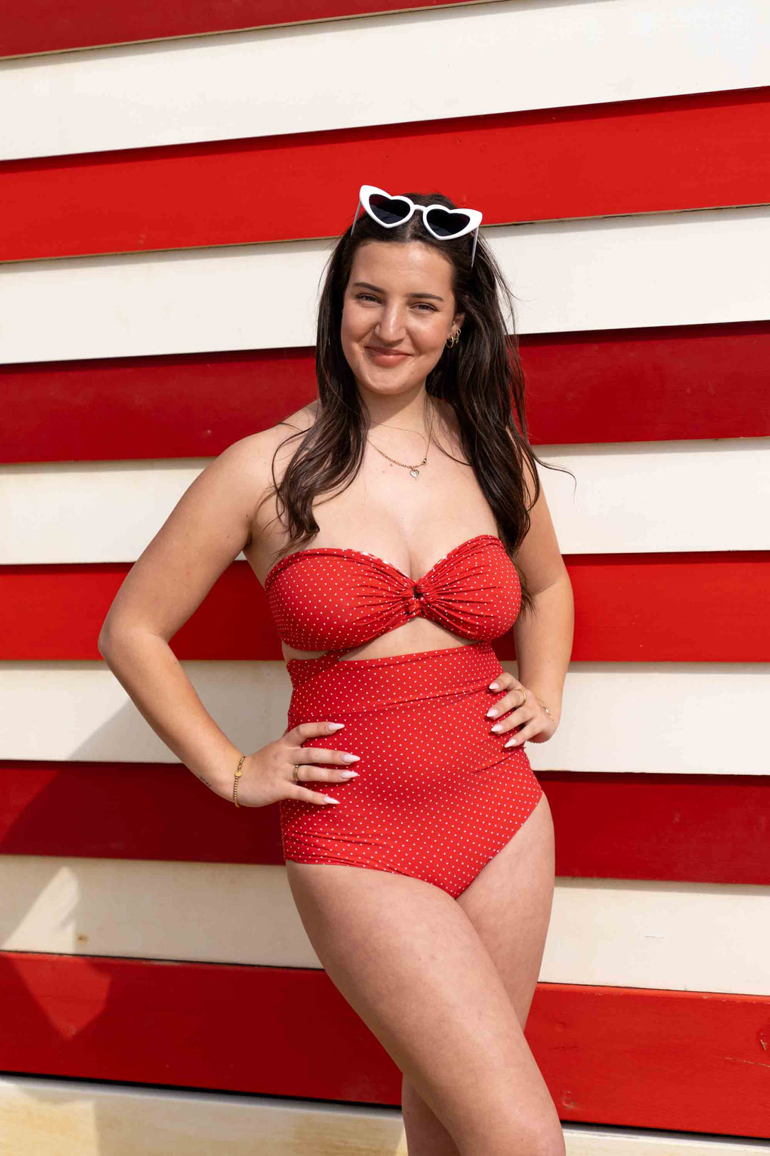 Eva Reversible Bikini Top - Red Polka Dot / Gingham