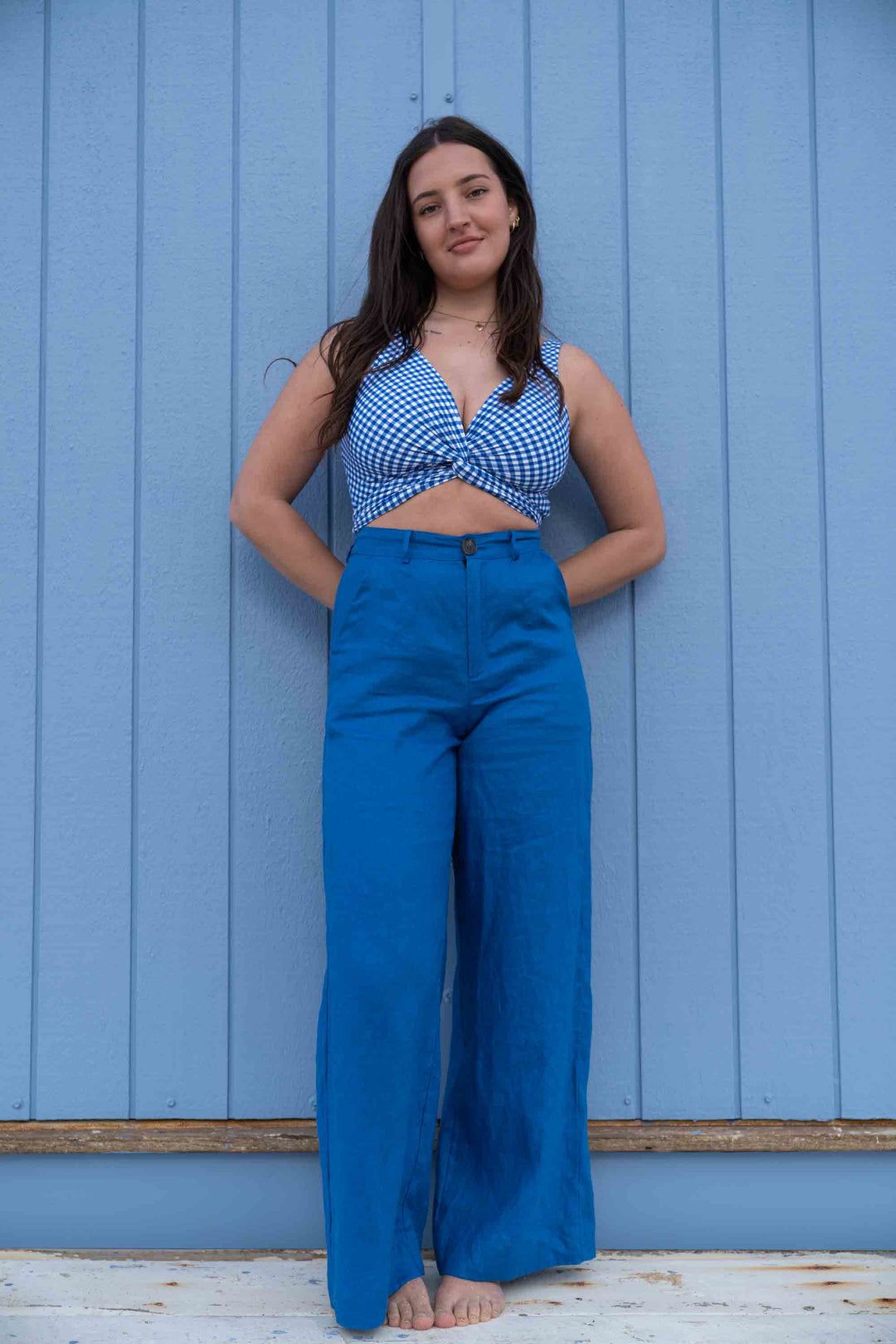 Frankie Cobalt Blue Pants - 100% Linen