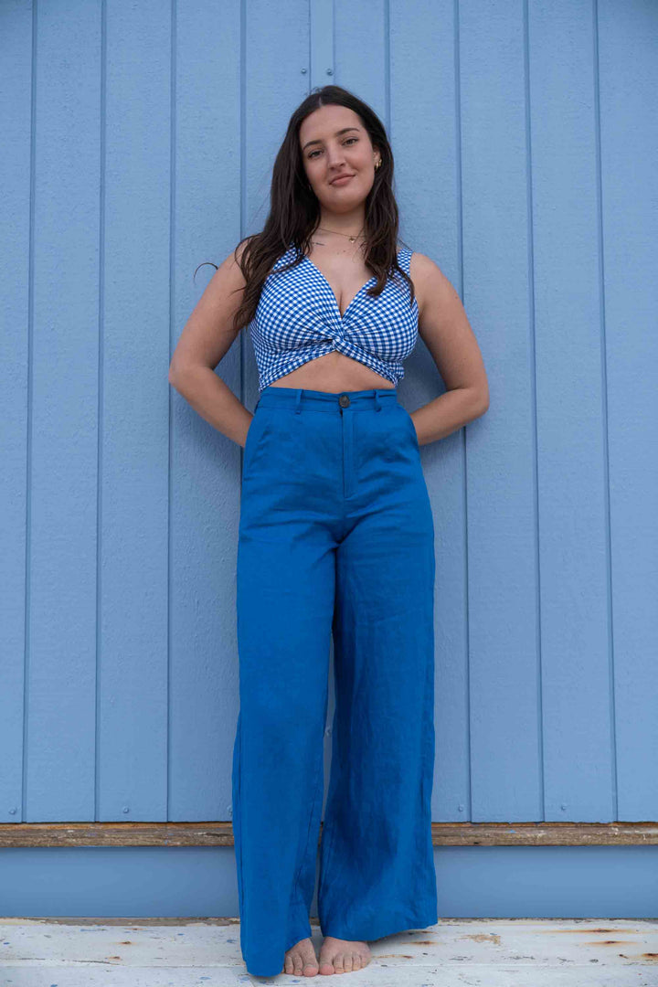 Frankie Cobalt Blue Pants - 100% Linen