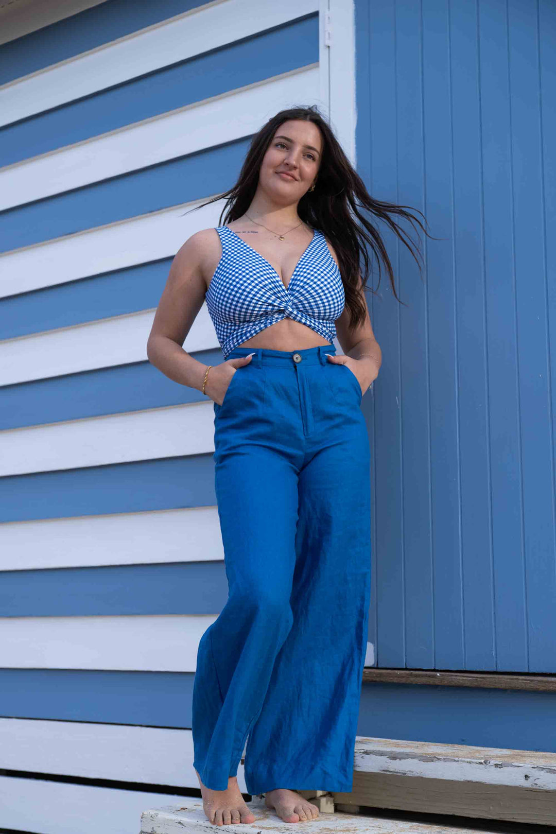 Frankie Cobalt Blue Pants - 100% Linen