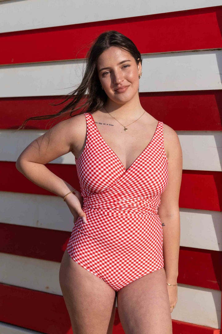 Lola Reversible Bikini Top - Red Polka Dot / Gingham