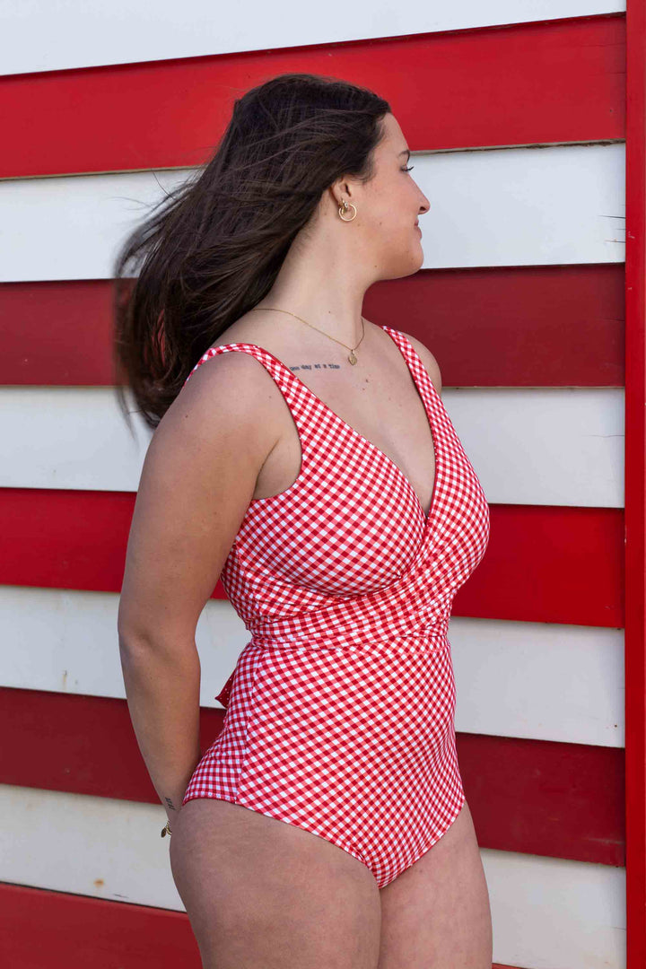 Lola Reversible Bikini Top - Red Polka Dot / Gingham