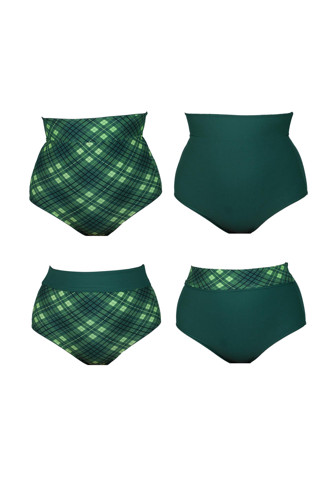 Tamara Reversible Bikini Bottom - Forest Green / Plaid