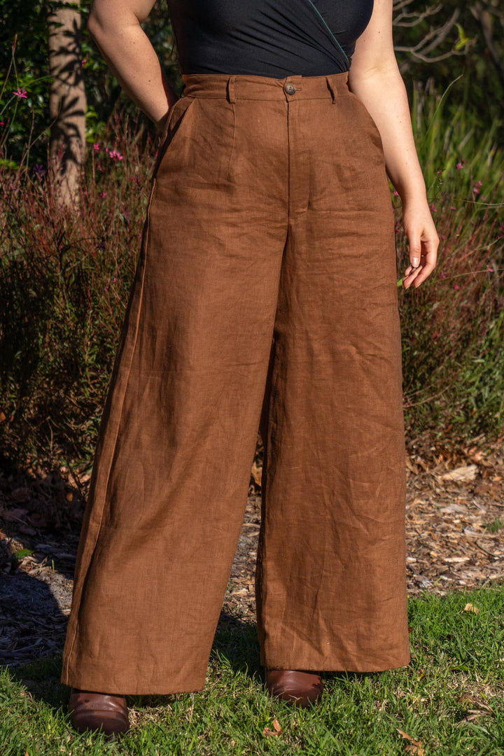 Frankie Chocolate Pants - 100% Linen