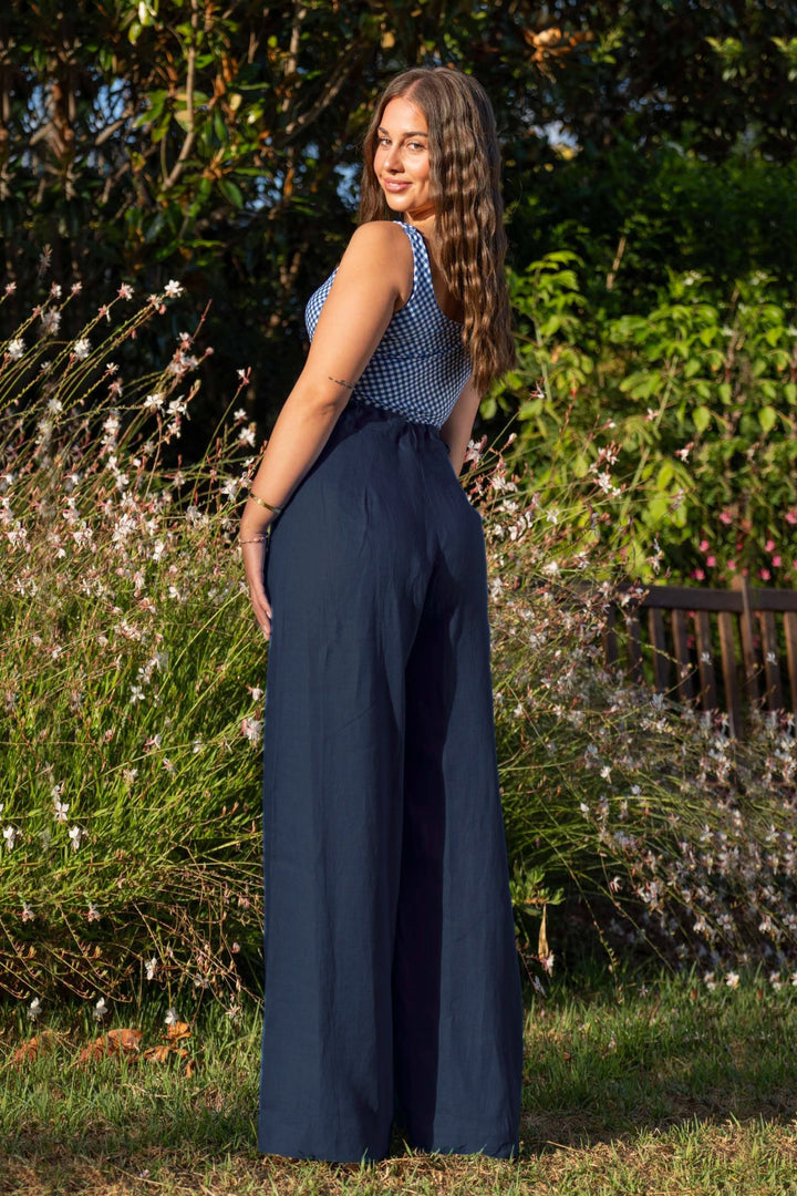 Frankie Navy Pants Tall - 100% Linen