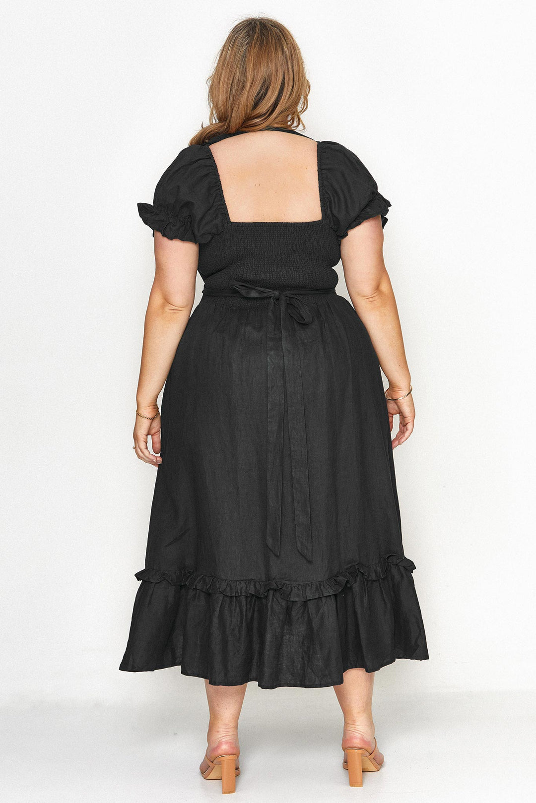 Marianne Black Wrap Dress - 100% Linen