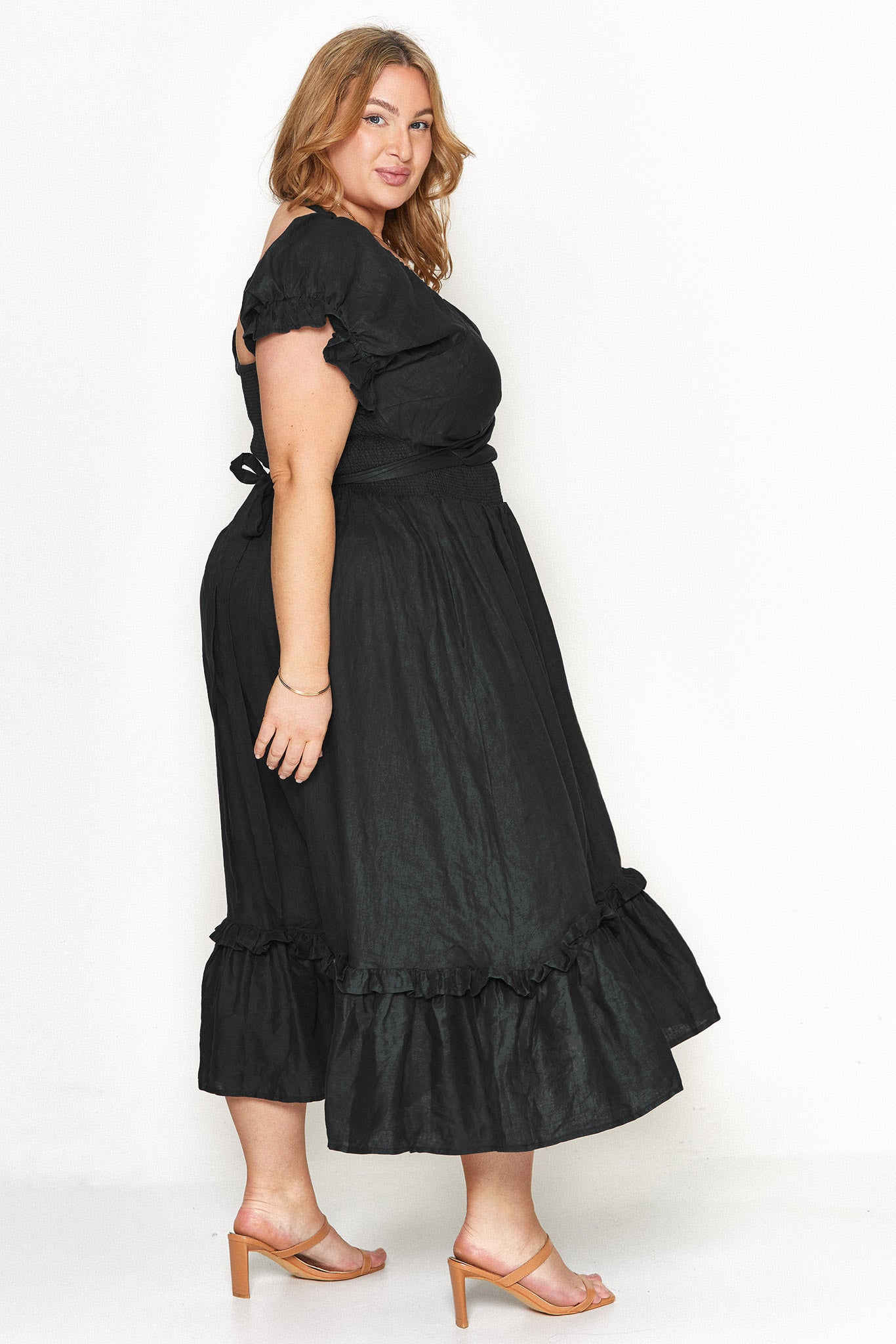 Black 100% Linen Multiway Wrap Dress – Aulieude