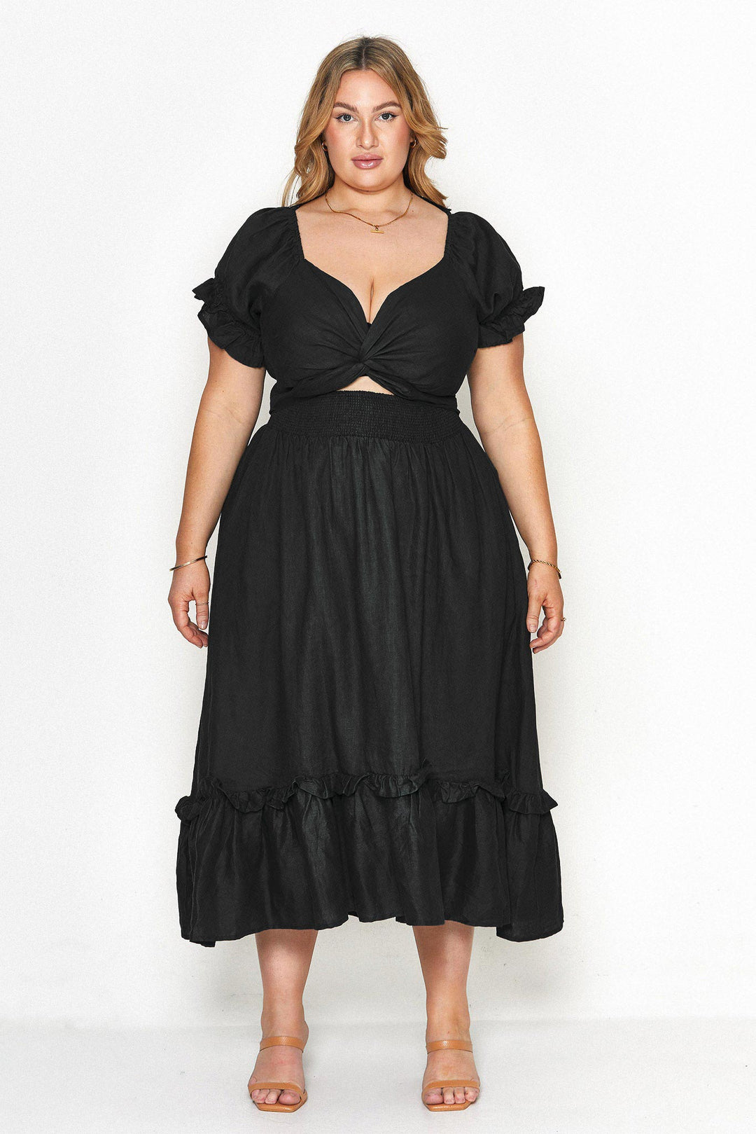 Black 100% Linen Multiway Wrap Dress Aulieude Black 100% Linen Multiway Wrap Dress Aulieude