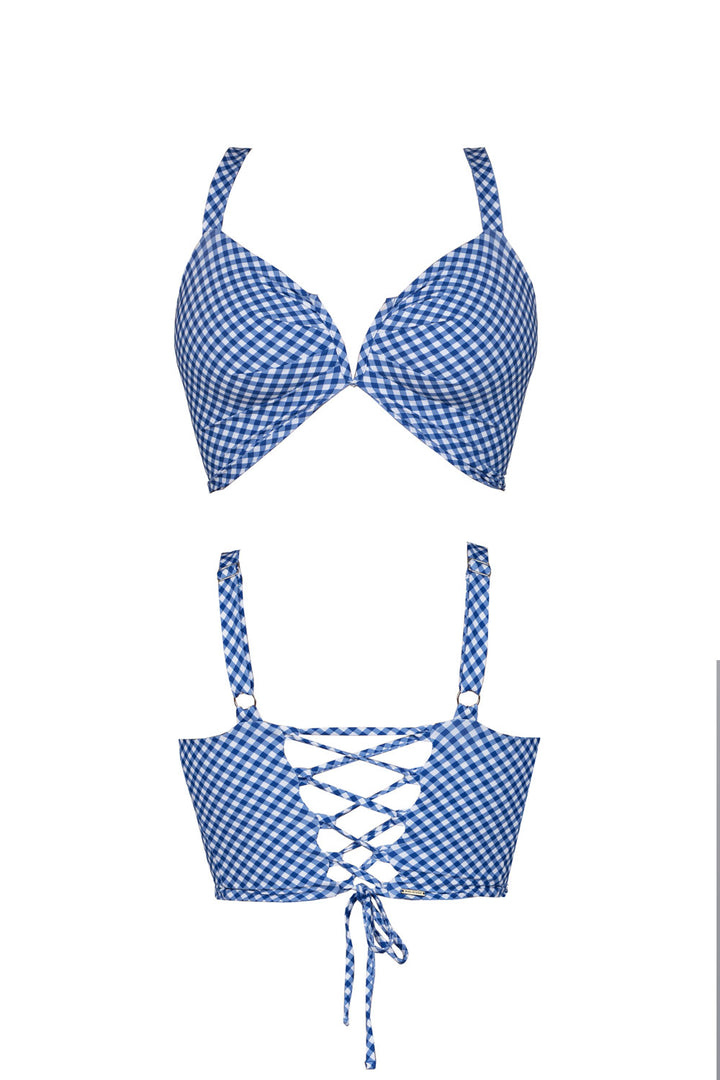 Celeste Bikini Top - Blue Gingham