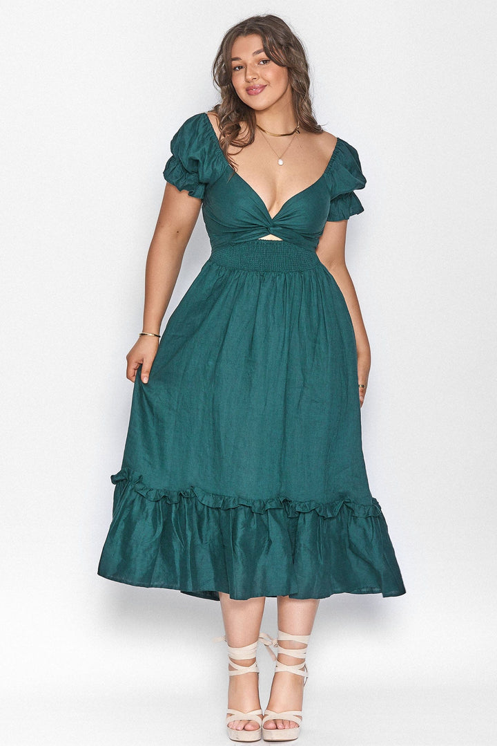 Marianne Emerald Green Wrap Dress - Tencel